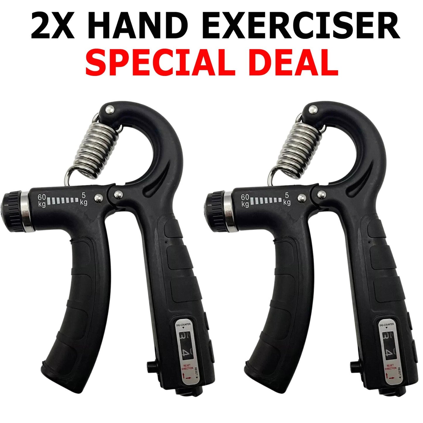 2X Hand Grip Power Trainer Gripper Strengthener Adjustable Gym Exerciser